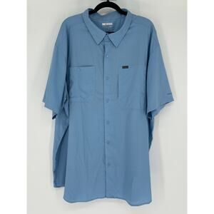 Columbia PFG Omni-Shade Shirt Mens 3X Light Blue Short Sleeve Vented Fishing UPF